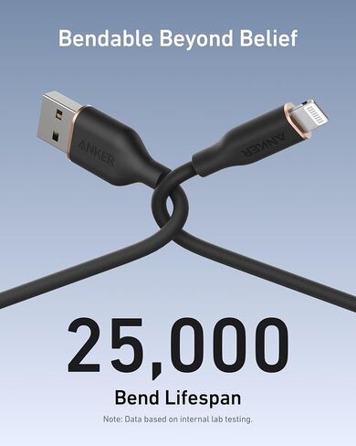 Anker Flow Cable, USB-A to Lightning Cable, Durable and Fast 6 ft Fast Charging USB 2.0 Cable, for iPhone 14/13 / 12 / iPad Air/Mini/Pro, iPod Nano, AirPods, and More (Cord Organizer Included) in Saudi Arabia