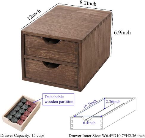 Coffee Pod Holders 1-Layer 1-Drawer Dark Brown (CF1D1C-DK) in Saudi Arabia