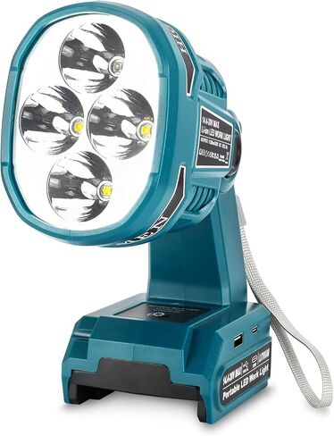 مصباح يدوي LED لاسلكي لبطارية Bosch 18 فولت، مصباح عمل LED 22 وات مع منافذ شحن سريعة USB-A وUSB-C 2.1A لموقع العمل، وإصلاح السيارات، والتخييم، والطوارئ in Kuwait