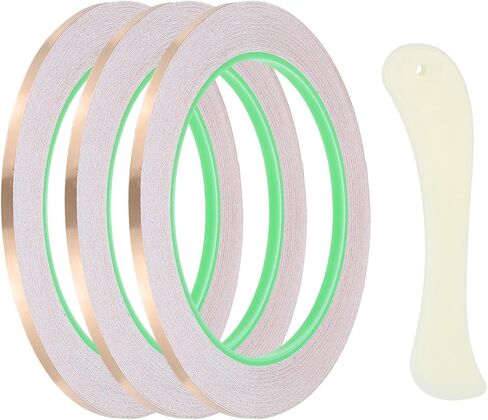 PATIKIL 22 Yard 3/8 Inch Copper Foil Tape,3 Roll Copper Tape with Conductive Stained Glass Foil Tool with Scraper for Stained Tools DIY Crafting in Kuwait
