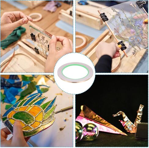 PATIKIL 22 Yard 3/8 Inch Copper Foil Tape,3 Roll Copper Tape with Conductive Stained Glass Foil Tool with Scraper for Stained Tools DIY Crafting in Kuwait