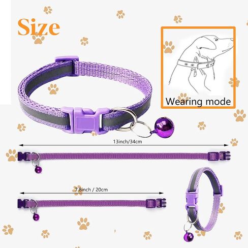 12 Pcs Puppy ID Collars, 12 Color Identification Dog Collars with Bells and Reflective Super Soft Adjustable Nylon Reflective Identification Collar for Newborn Pets Puppy and Small Dogs in Saudi Arabia