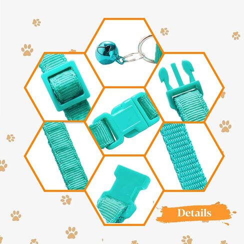 12 Pcs Puppy ID Collars, 12 Color Identification Dog Collars with Bells and Reflective Super Soft Adjustable Nylon Reflective Identification Collar for Newborn Pets Puppy and Small Dogs in Saudi Arabia