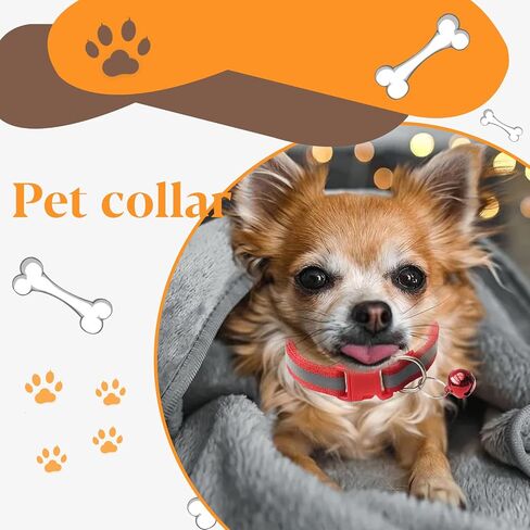 12 Pcs Puppy ID Collars, 12 Color Identification Dog Collars with Bells and Reflective Super Soft Adjustable Nylon Reflective Identification Collar for Newborn Pets Puppy and Small Dogs in Saudi Arabia