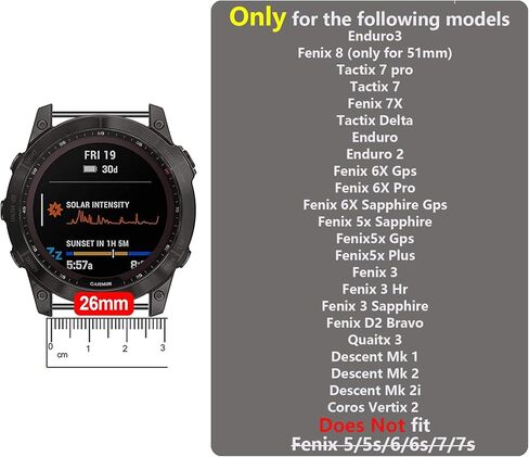 T Tersely (3 عبوات) لسوار Garmin Fenix ​​5X/6X/7X سهل التركيب بعرض 26 مم من السيليكون الناعم بديل لـ Garmin Fenix ​​7X/Fenix ​​5X Plus/Fenix ​​3/Fenix ​​3HR /Tactix7/Enduro2 - أسود + رمادي + أزرق in Kuwait