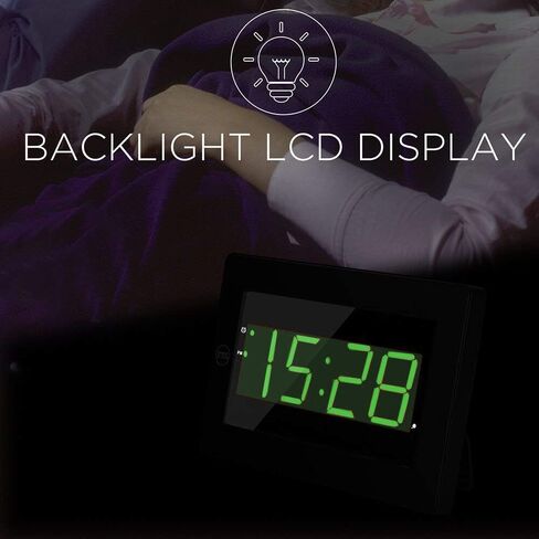ساعة حائط رقمية تعمل بالبطارية - شاشة LED منبه رقمي يعمل بالبطارية فقط، سطوع قابل للتعديل، 12/24 ساعة in Kuwait