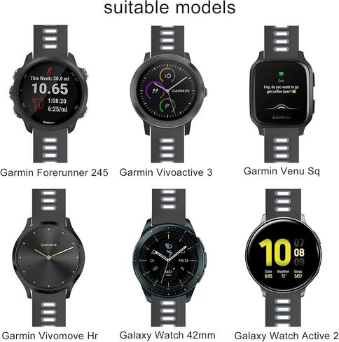 ISABAKE Soft Silicone Garmin Watch Strap for Garmin Vivoactive 3/Samsung Galaxy Active 2/Garmin Forerunner 245/245 Music 645/Forerunner 645 Music in Saudi Arabia