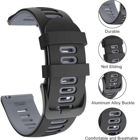 ISABAKE Soft Silicone Garmin Watch Strap for Garmin Vivoactive 3/Samsung Galaxy Active 2/Garmin Forerunner 245/245 Music 645/Forerunner 645 Music in Saudi Arabia