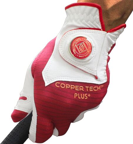 Copper Tech Men's Golf Gloves - Optimal Wrist Support with Copper Infused Thread - 100% AAA Synthetic Tacky Leather - Perfect for Summer & Fall Golfing - Golf Gloves Men (Hand Orientation: Both Hand) in Kuwait