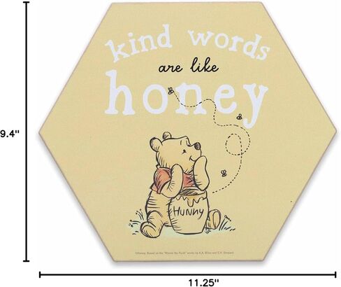 Open Road Brands Disney Winnie The Pooh Oh Happy Day Linked Hanging Wood Wall Decor - Adorable Winnie The Pooh Decoration for Kids' Bedroom or Nursery in Kuwait