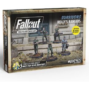 Modiphius Fallout Wasteland Warfare: الناجون: Reilly's Rangers - 5 منمنمات، مجسمات راتينج غير مطلية مقاس 32 مم، لعبة Capital Wave RPG