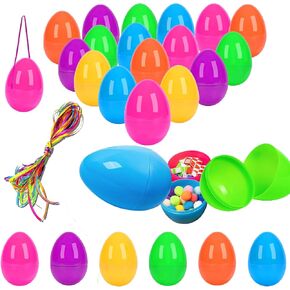 24 قطعة من بيض عيد الفصح الفارغ، 3.5 سم بيض عيد الفصح البلاستيكي القابل للحشو، 6 ألوان - حشو سلة عيد الفصح لهدايا حفلات الأطفال، والصيد، وجوائز الفصل الدراسي، وتعليق بيض عيد الفصح مع شريط in Kuwait