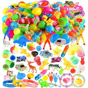 100 Pack Prefilled Easter Eggs with Toy Inside, Filled Plastic Easter Eggs, Surprise Eggs with Assorted Toys, Easter Egg Hunt, Easter Basket Stuffers, Party Favors Bulk for Kids/Toddlers/Boys/Girls