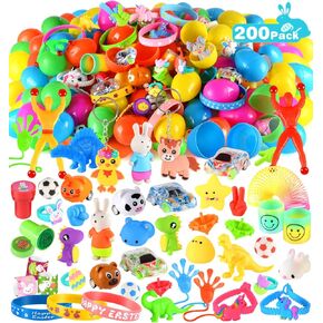 200 Pack Prefilled Easter Eggs with Toy Inside, Filled Plastic Easter Eggs, Surprise Eggs with Assorted Toys, Easter Egg Hunt, Easter Basket Stuffers, Party Favors Bulk for Kid/Toddler/Boy/Girl