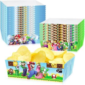 Mario Party Supplies, Mario birthday party Decorations, Mario Party Plates Mario Party Favors Party Paper Trays, Nacho Paperboard Hot Dog Popcorn