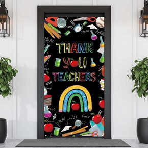 Thank You Teachers Door Cover Teacher Supplies Classroom Banner Teache Appreciation Week Day Photography Decoration Home High School College Party Deocr and Supplies Decor Door Banner