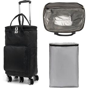 Soft Cooler Bag Wheeled，Expandable Double Deck Large Insulated Rolling Cooler Collapsible Leakproof Portable for Camping Picnic Beach Travel