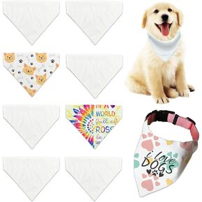 8 Packs Sublimation Blank Dog Bandana Over Collar, Pet Collar Sip-On Bandana Blank Customize White Polyester DIY for Dog Cat Extra Small, Small, Medium & Large (M)
