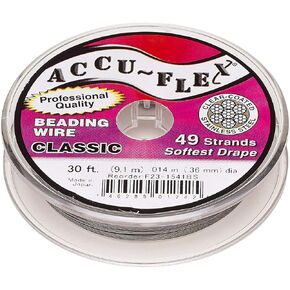 ACCU-Flex Beading Wire - Clear Classic - 49 Strand - 0.014-inch Diameter - 30 Feet - Professional Quality