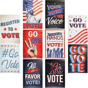ملصقات Juvale Go Vote، يوم الانتخابات الوطنية (13 × 19 بوصة، 10 عبوات)