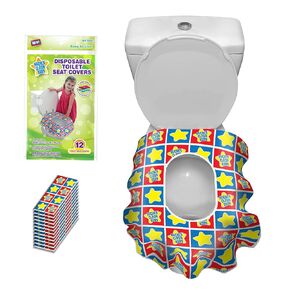 Toilet Seat Covers Disposable - 12 Large Waterproof Potty Covers for Toddlers, Kids, and Adults by Mighty Clean Baby