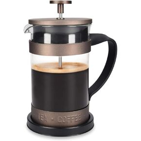Navaris Retro French Press Coffee Maker (12 oz) - Stainless Steel Coffee Press Tea Maker with Plunger, Filter, Durable Borosilicate Glass Beaker