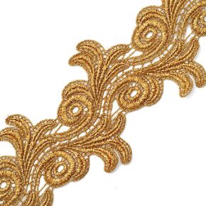 2- Yards 4" Metallic Lace Trim for Bridal, Costume or Jewelry, Crafts and Sewing, LP-MX-4659 (Silver)