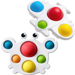 Baby Simple Sensory Toys, Simple Fidget Toys Silicone Flipping Crab & Airplane Board, Best Fidget Toy for Early Educational Toddler Baby Gifts, Stress Relief Hand Toys