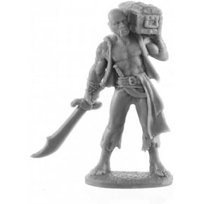 Dark Heaven Legends Pirate with Treasure Chest Miniature Figure 25mm Heroic Scale Reaper Bones USA Reaper Miniatures