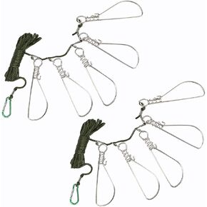 2 Set of 16 Feet Fish Stringer Ropes Fish Stringer Clips, Stainless Steel Snaps Fish Lock, High Strength Fish Snaps for Trout