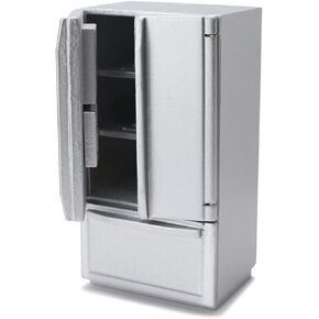 Miniature Dollhouse Fridge 1:12 Furniture Decoration Accessories Mini Refrigerator Kitchen Living Room Scene Model Ornaments (Silver)