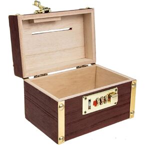 BESPORTBLE Vintage Decor Coin Storage Box Wooden Piggy Bank Safe Money Box Savings with Lock Wood Carving Vintage Wood Home Decor Standing Unique Keepsake for S Trinket Box Rustic Home Decor