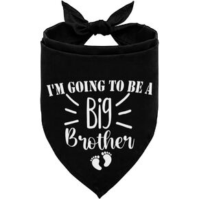 باندانا الكلب، I Am Going to Be A Big Brother Dog Bandana، وشاح الكلب طباعة سوداء، إكسسوارات وشاح الكلب، وشاح الكلب باندانا الحيوانات الأليفة، وشاح أسود للحيوانات الأليفة إكسسوارات تكشف عن الجنس، هدية باندانا الكلب (D21)