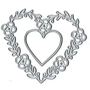 1Pc Silver Heart Cutt792483735813ing Dies Flowers Lace Metal Die Cuts Love Frame Embossing Stencils Templates for Scrapbooking Card Making DIY Crafts Decor, Scrapbooking