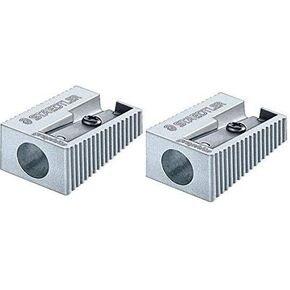 Staedtler Single Hole Quality Aluminium Pencil Sharpener X 2