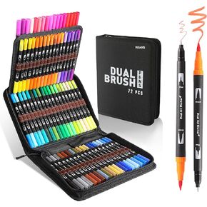 Double Brush Marker Pens,72 Colors Markers Set,Double Tip Brush Pens Art Markers for Kids Adult Coloring Book Hand Lettering Journaling Note Calligraphy Drawing Art Supplies Kit