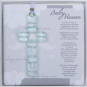 Baby in Heaven Clear Mosaic Handmade Glass Cross-Infant Loss Gift- Child Loss Sympathy Gift - Memorial Ornament for Miscarriage