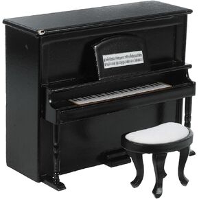 GANAZONO 1 Set Dollhouse Piano 1:12 Miniature Simulation Wooden Upright Piano with Stool Photo Prop for Dollhouse Furniture Accessories Home Ornament As Shown