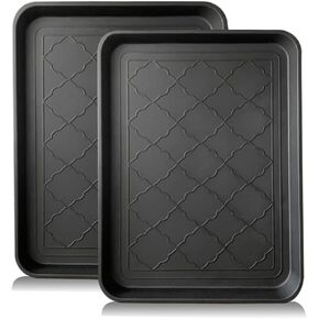 PetLike Boot Tray for Entryway Indoor, Pet Food Mat Tray, 23 x 15.5 inch 2 Packs, Waterproof Rubber Shoe Tray for Indoor and Outdoor, Multi-Purpose Tray for Boots, Shoes, Pets, Garden