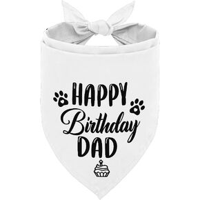 Dog Bandana,Happy Birthday Dad Dog Bandana, Dog Scarf Classical White Printing, Dog Scarf Accessories, Dog Bandana Pet Scarf, Pet Scarf Accessories, Dog Bandana Gift for Dad Birthday Party (K30)