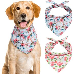 Dog Bandanas - Large Dog Bandanas for Boy and Girl Dogs, Holiday Floral Flower Dog Bandanas Dog Scarf for Puppy Small Medium Large Dogs