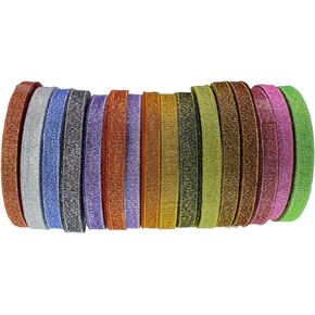Glitter Ribbon for Gift Wrapping 5/8 inch 400 Yards Sparkly Metallic Sheer Organza Ribbon for Jewelry Bows Mesh Fabric Ribbon for Valentine Day-Home Decoration-Party Ornaments & Favor(1.5cm)