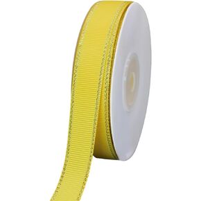 20 Yards 5/8Inch Gold Edges Grosgrain Ribbon Roll with Gold Trim for Gift Wrapping, Crafts, Hair Bows Making, Wedding Party Decoration (JS261 Gold)