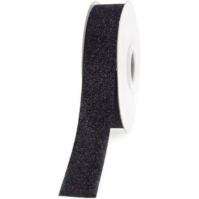 Homeford Firefly Imports Glitter Ribbon Wrapping, 7/8-Inch, 25 Yards, Black, 7/8"