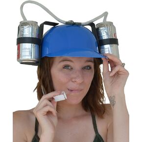 Fairly Odd Novelties Beer Soda Guzzler Helmet Drinking Party Hat, Blue