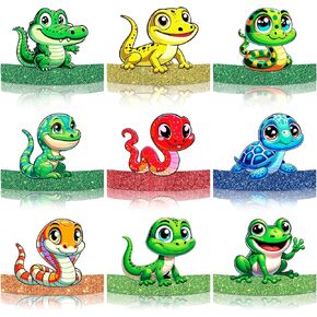 24PCS Reptile Party Hats for Kids Reptile Birthday Party Supplies Frog Snake Alligator Turtle Reptile Headbands Cute Reptile Paper Crowns Birthday Hats for Boys Girls Reptile Animals Party Favor Decor