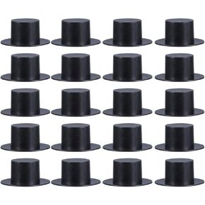 NUOBESTY 50pcs Mini Plastic Top Hats Black Snowman Hats Christmas Wine Bottle Decor Party Supplies