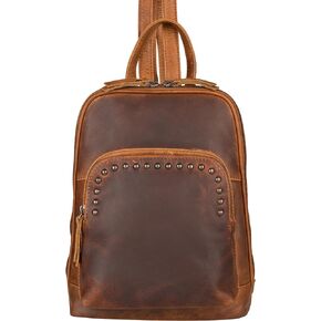 Concealed Carry Abby Tactical Leather Backpack with Holster and Locking YKK Zippers (Cognac)