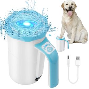 MYPIN Rechargeable Automatic Dog Paw Cleaner, Black - Portable Pet Paw Washer Cup with Soft Silicone Brush, 7.4V High Power, Suitable for Big Dog and Cat Grooming