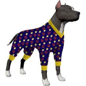 LovinPet Large Dog Pajamas, Pet Anxiety Relief Shirt, Anti Licking, Dog Surgery Recovery Clothes, Undershirt for Dog Sweater, Breathable Stretchy Fabric,Shimmering Blooms Blush Print Dog Pajamas,Red M